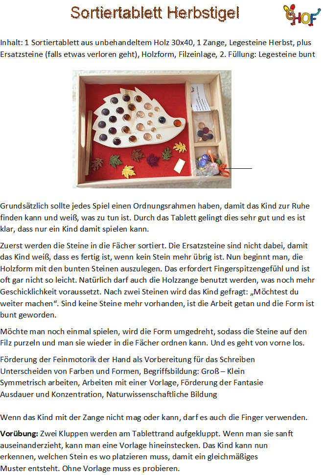 Sortiertablett Herbstigel