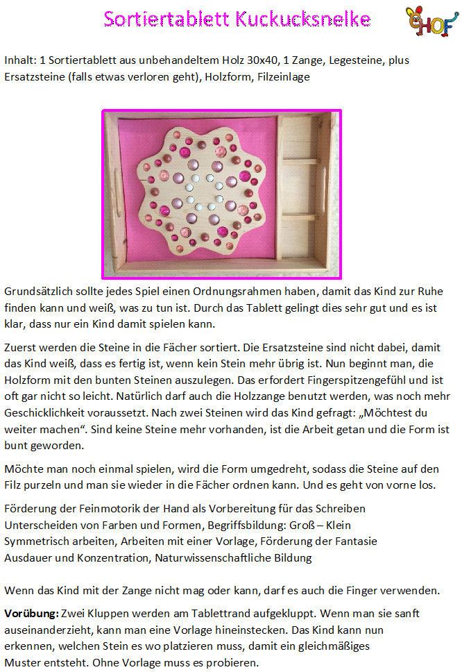 Sortiertablett Kuckucksnelke G