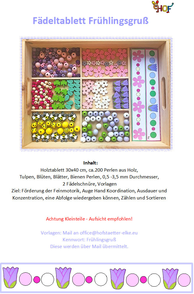 Text Fädeltablett Frühlingsgruß