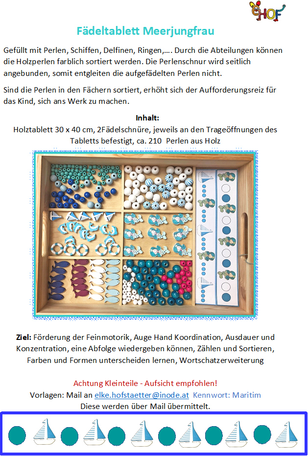 Text Fädeltablett Meerjungfrau
