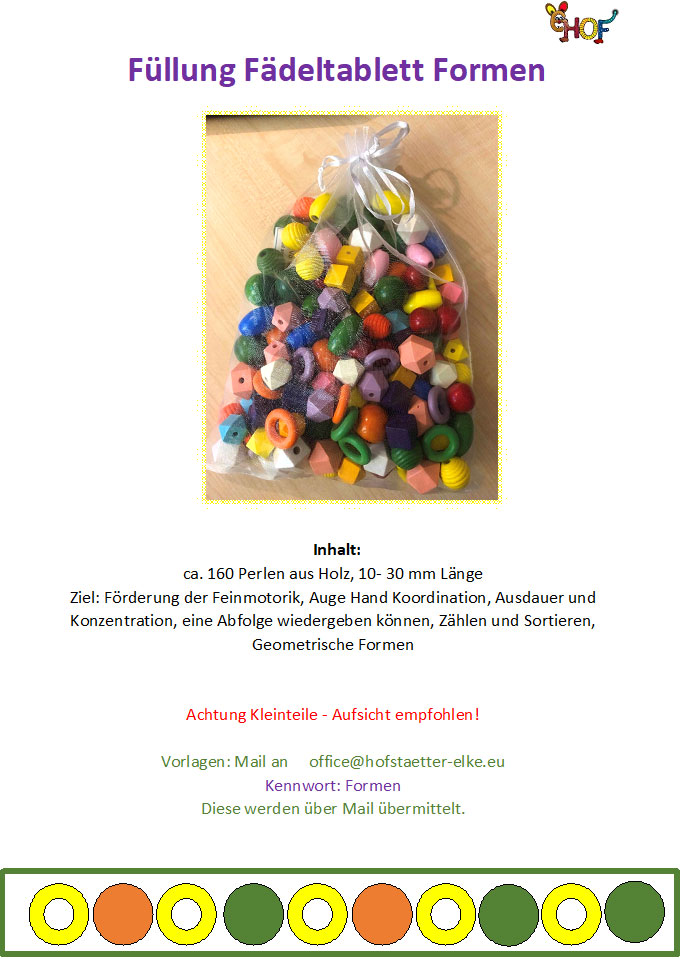 Text Füllung Fädeltablett Formen