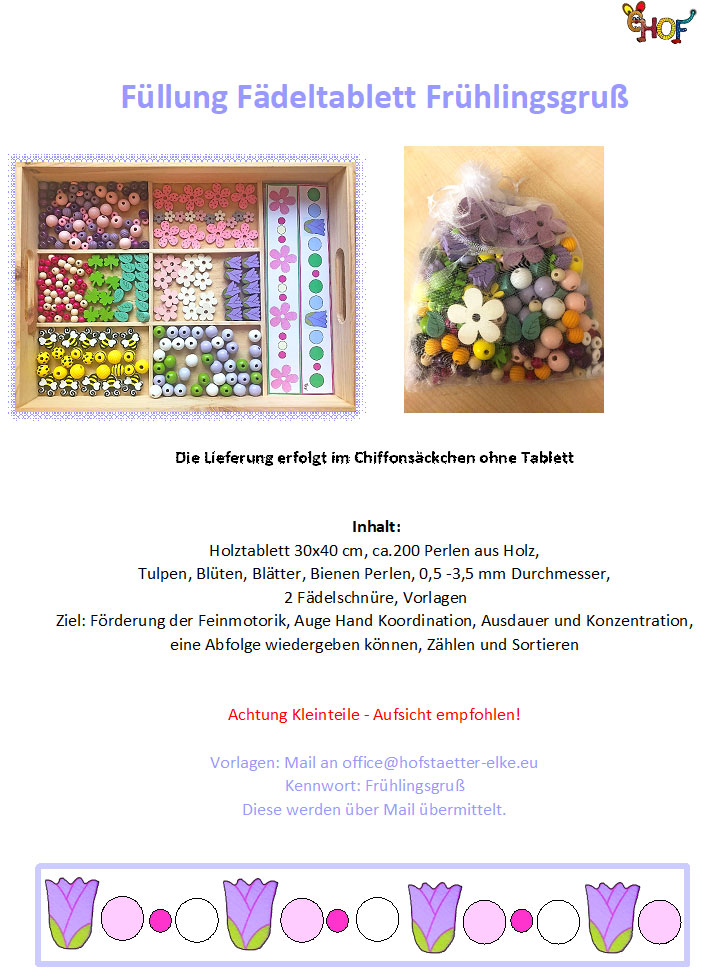 Text Füllung Fädeltablett Frühlingsgruß