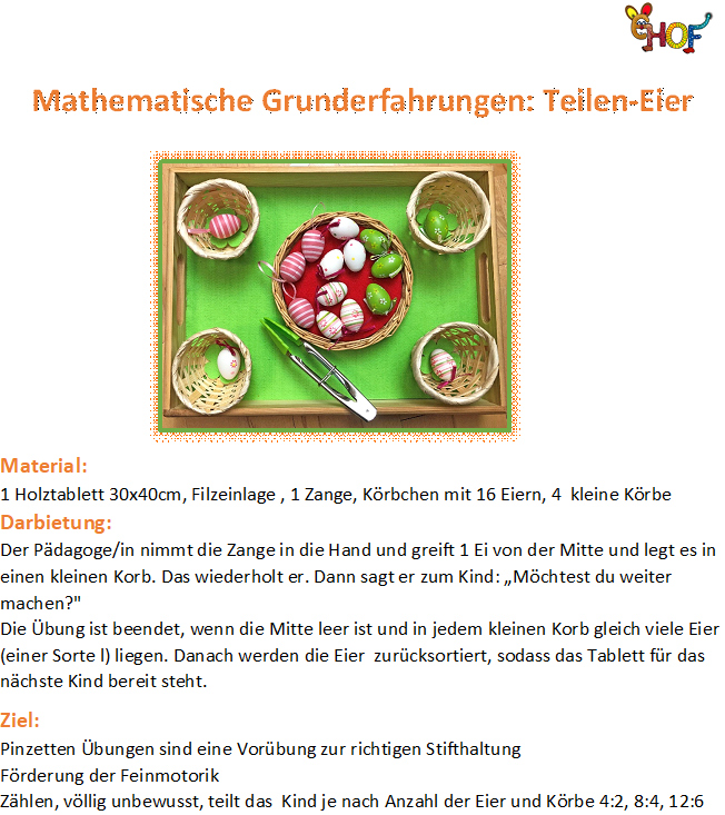 Text Mathe Grunderfahrungen ohne Tablett Teilen Eier