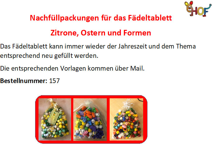 Text Nachfüllpackung Fädeltablett