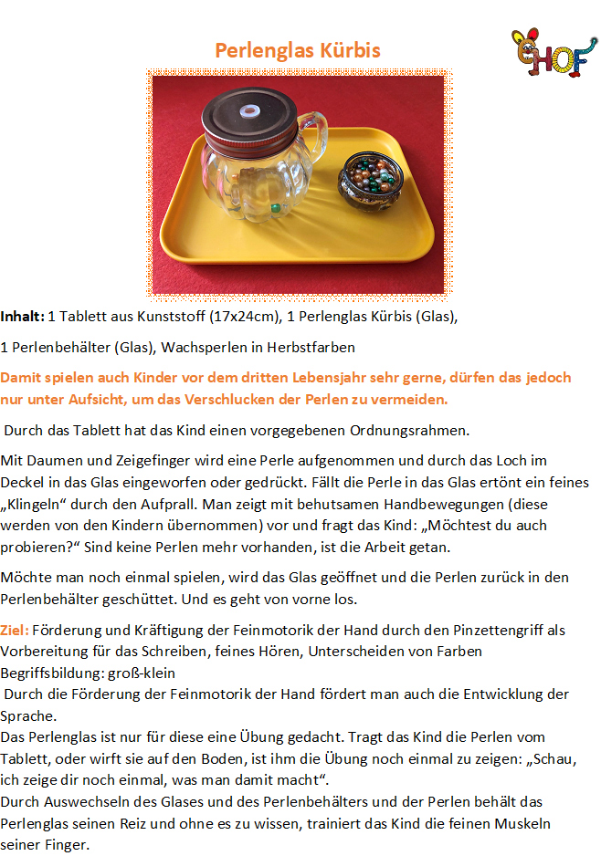 Text Perlenglas Kürbis