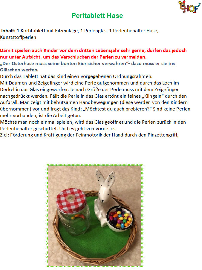 Text Perltablett Hase