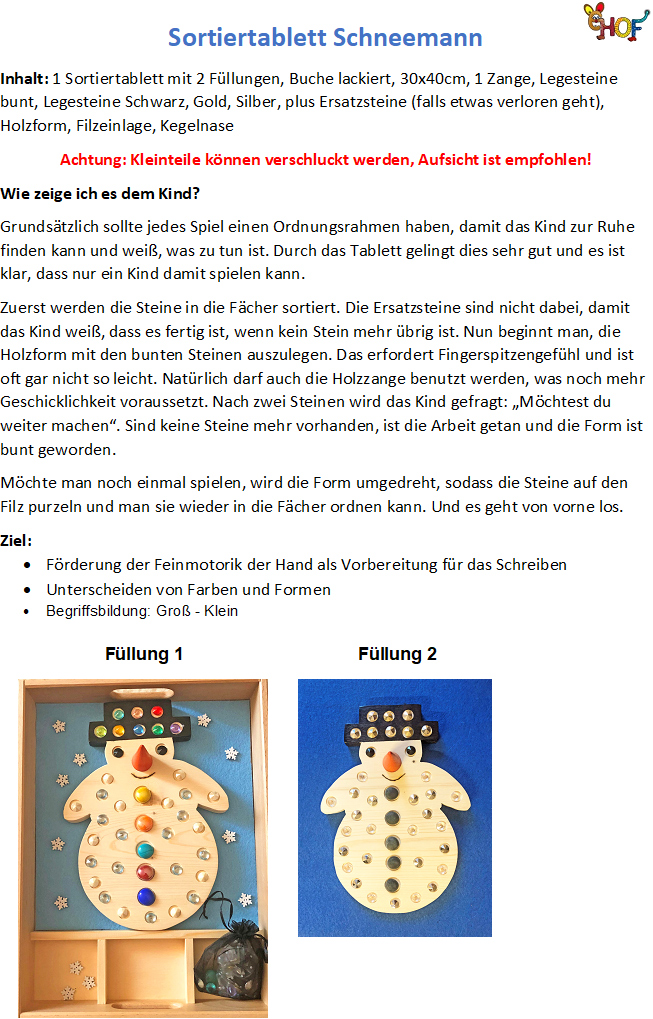 Text Sortiertablett Schneemann m2F