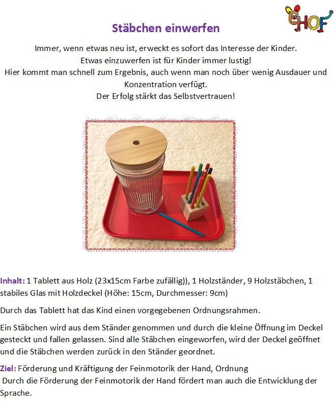 Text Stäbchen einwerfen